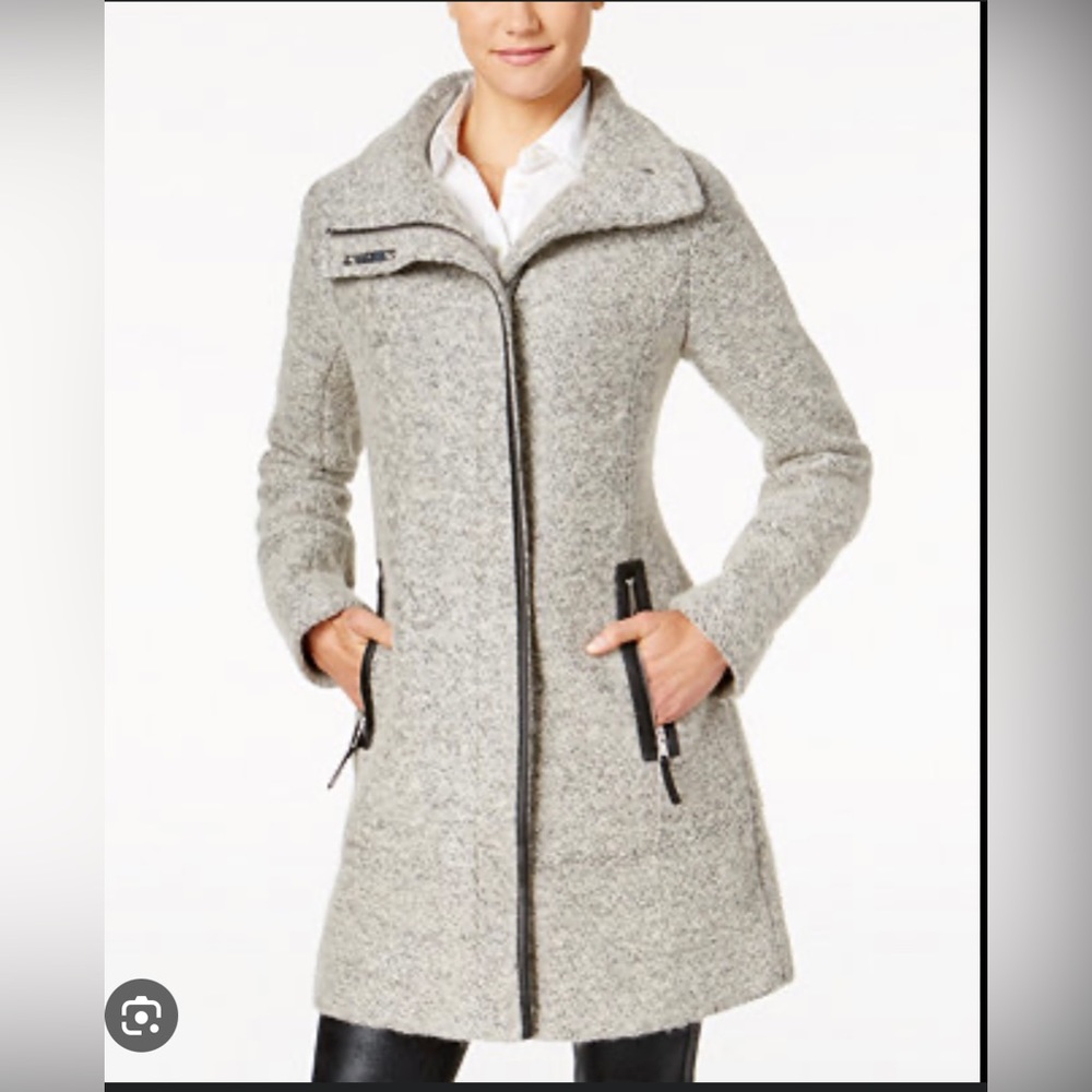 Calvin Klein Women’s Gray Wool Asymmetrical Walker Coat